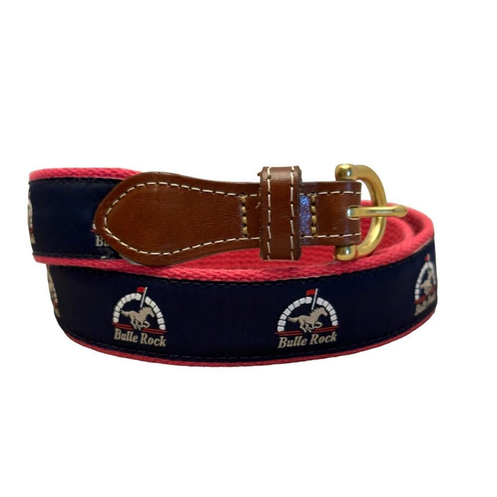 BULLE ROCK Golf Belt Men’s Size 34 Leather Backed Ribbon Style Casual Belt MD